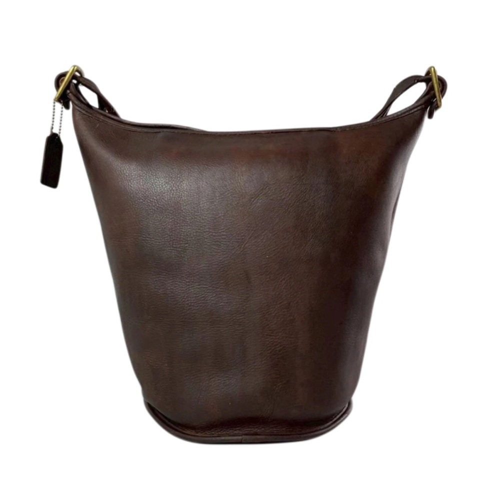 VINTAGE COACH Mahogany Leather Duffle Sac XL Crossbody Bucket Bag USA 9085 COA